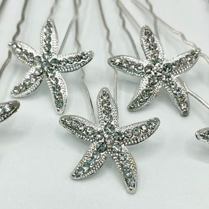 Starfish Crystal Hairpins set of 10 - Wedding hair
